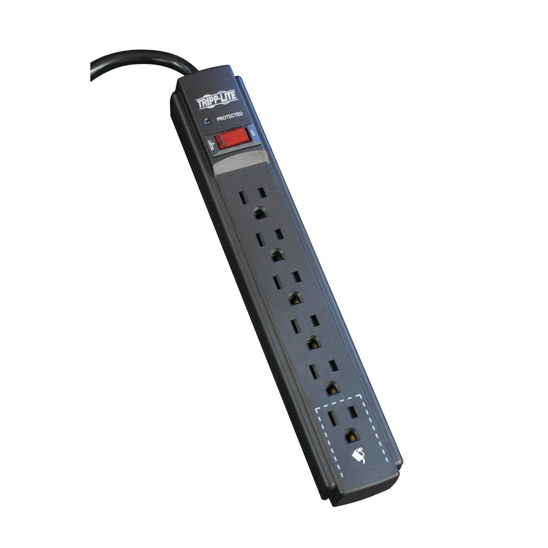 Tripp Lite Surge Protector Power Strip 6 Outlet 6' Cord BLACK Mountable 120V