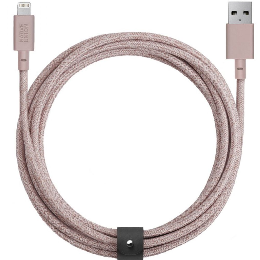 Native Union Belt Cable BELT-l-ROS-3-NP USB-A to Lighting Cable
