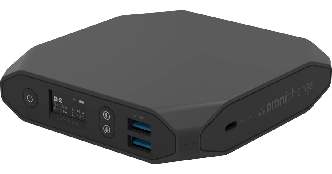 Omnicharge OMNI20+ - Power bank charging station - 20400 mAh - 71 Wh - 100 Watt - 5 A - QC 3.0 - 5 output connectors (USB, DC jack 2.1 mm, DC jack 5.5 x 2.1 mm, 18 pin USB-C)
