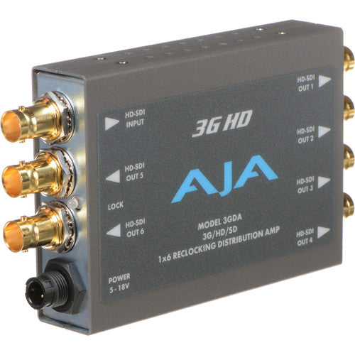 AJA 3GDA 1x6 3G HD/SD SDI Reclocking Distribution Amplifier