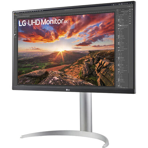 LG 27BP85UN-W 27" Class 4K UHD Gaming LCD Monitor 3840 x 2160 400 Nit - 5 ms - 16:9 - (IPS) Technology - DisplayPort - USB Hub Silver, Black, White