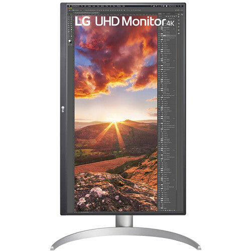 LG 27BP85UN-W 27" Class 4K UHD Gaming LCD Monitor 3840 x 2160 400 Nit - 5 ms - 16:9 - (IPS) Technology - DisplayPort - USB Hub Silver, Black, White