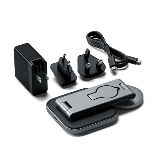 Satechi 3-in-1 Foldable Qi2 Wireless Charging Stand (Space Gray)