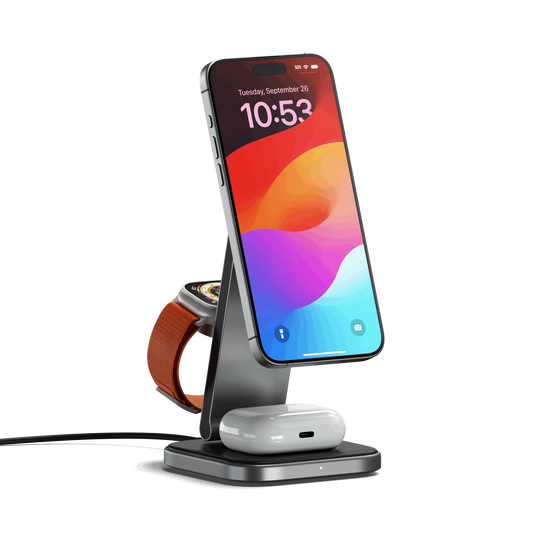 Satechi 3-in-1 Foldable Qi2 Wireless Charging Stand (Space Gray)