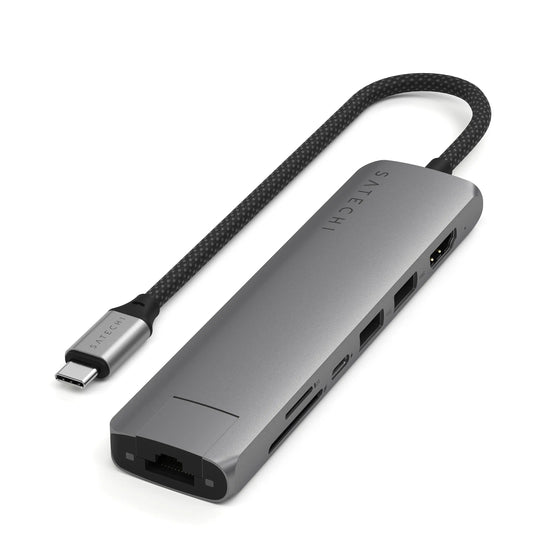Satechi 7-in-1 USB-C Slim Multiport Adapter with Ethernet (Space Grey)