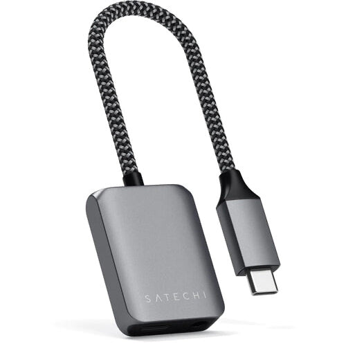 Satechi USB-C adapter with braided cable on a white background
