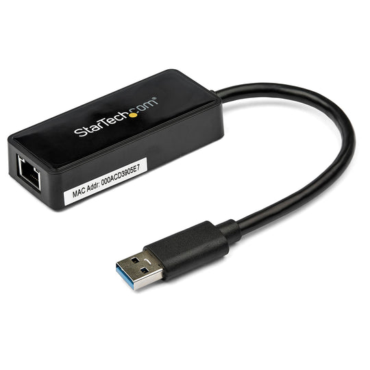 StarTech USB 3 Gigabit Ethernet Adapter NIC w/ USB Port Black